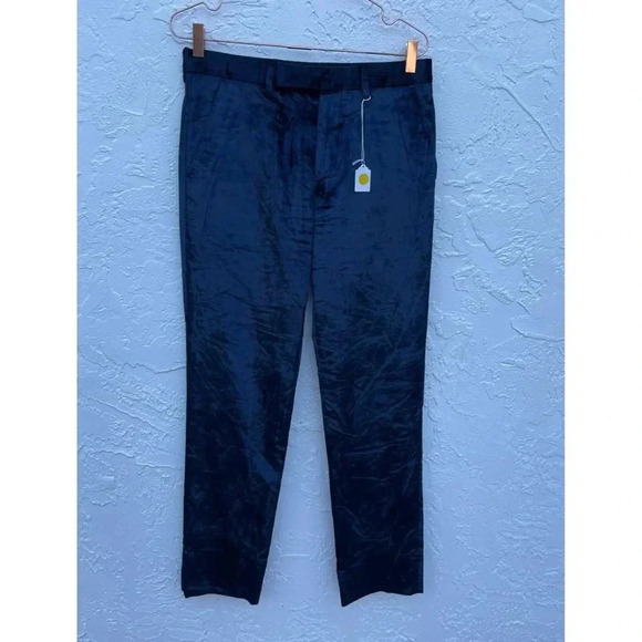 Paul Smith Womens Flat Front Velvet Trouser Pants Blue Sz M - Picture 16 of 16